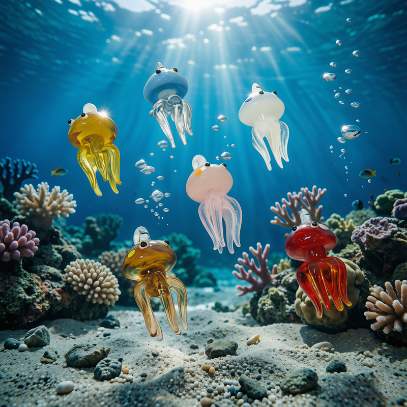 Colorful Mini Jellyfish Glass  - Aquarium Marine Color のレビューと価格