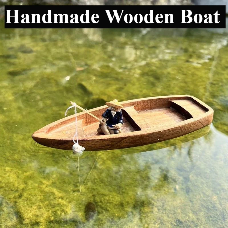 Handmade Wooden Boat Mini Floa - Aquarium Marina のレビューと価格
