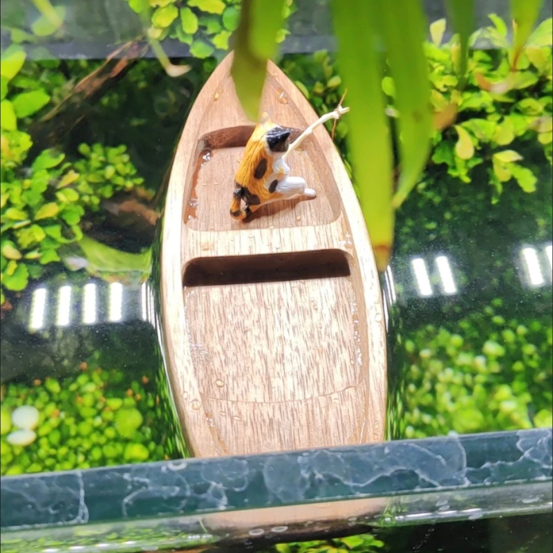 Handmade Wooden Boat Mini Floa - Aquarium Marina のレビューと価格