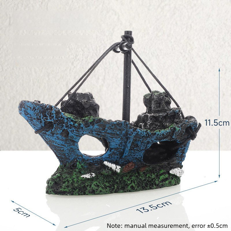 Resin Sunken Ship Aquarium Acc - Aquarium Marina のレビューと価格