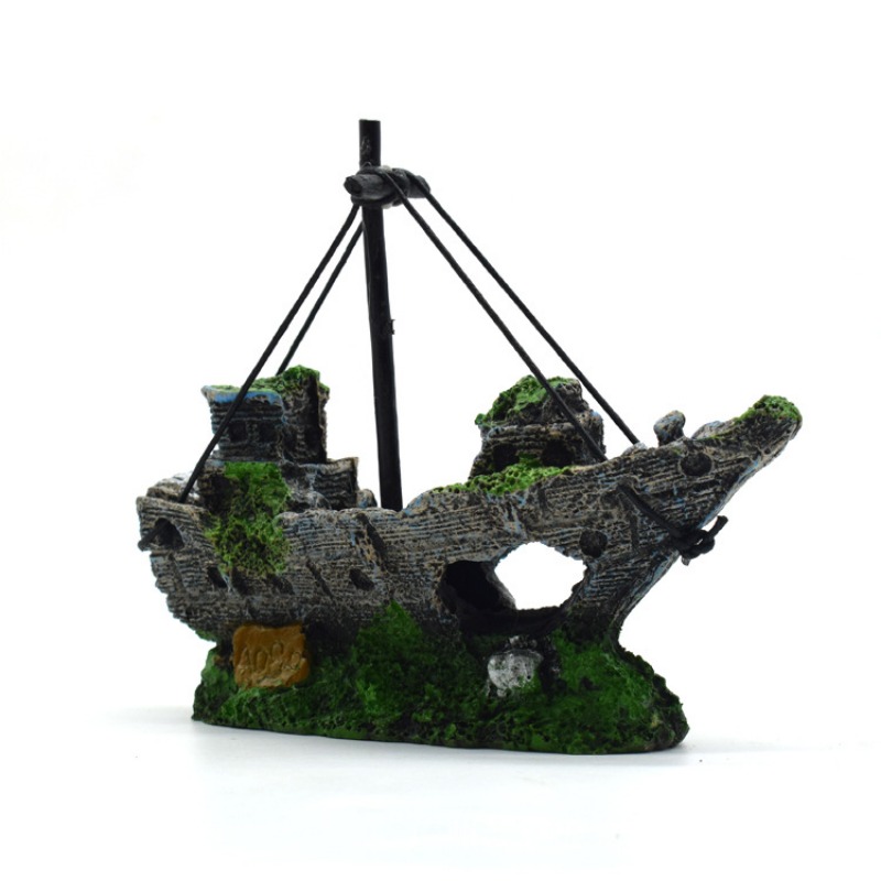 Resin Sunken Ship Aquarium Acc - Aquarium Marina のレビューと価格