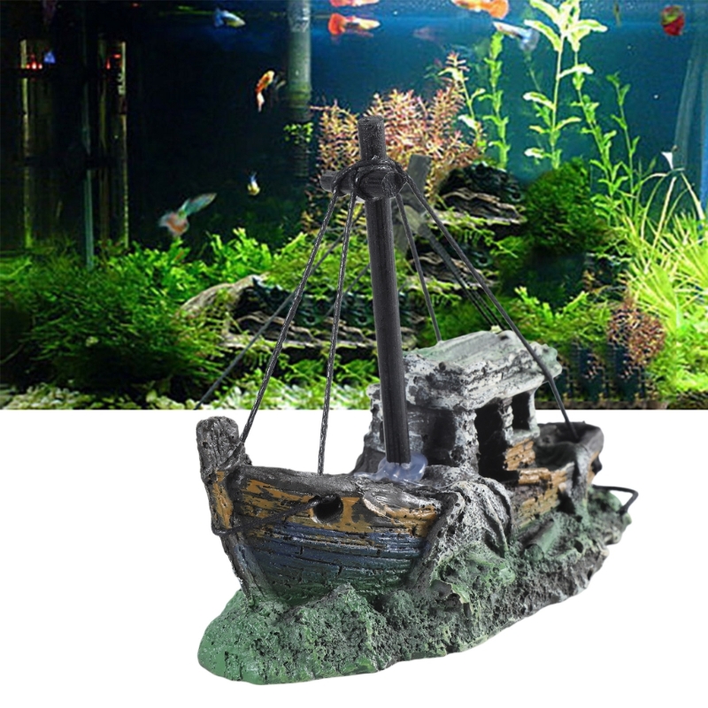 Aquarium Sunken Ship Decoratio - Aquarium Marina のレビューと価格