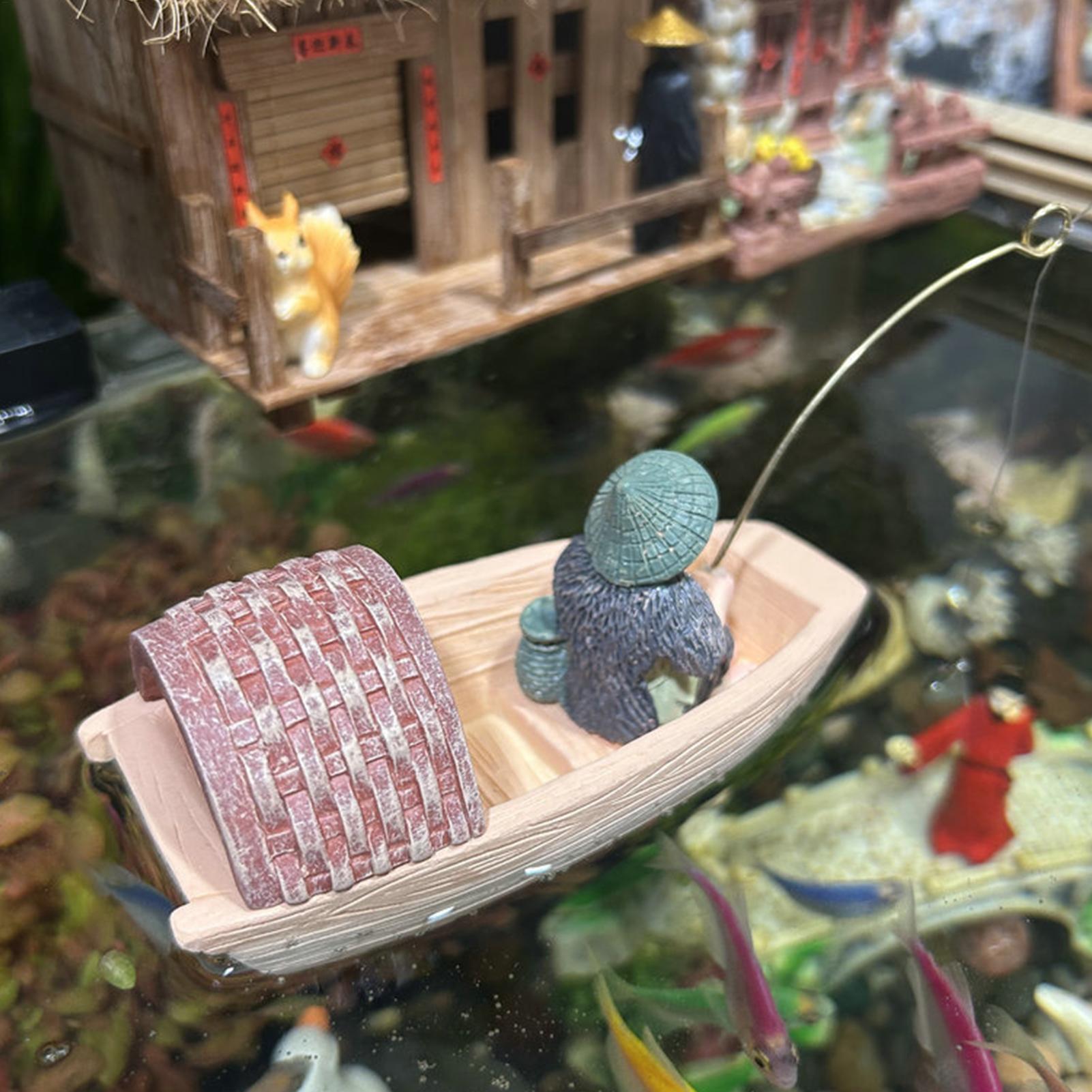 Resin Floating Fisherman Boat  - Aquarium Marina のレビューと価格