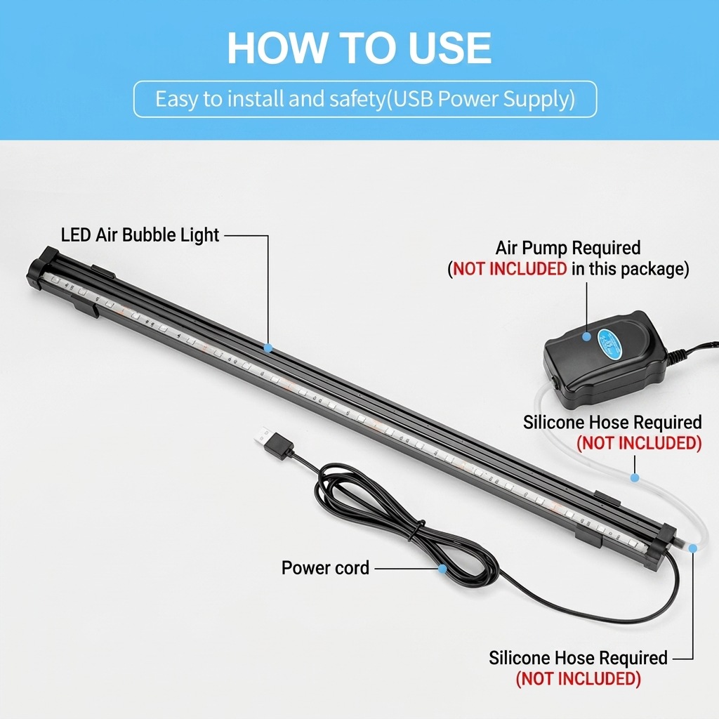 USB LED Aquarium Air Bubble Li - Aquarium Marine Light のレビューと価格