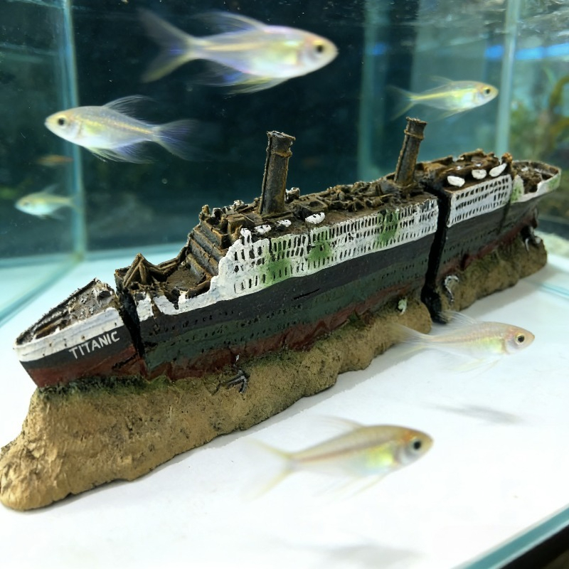 Titanic Wreck Fish Tank Decora - Aquarium Marina のレビューと価格