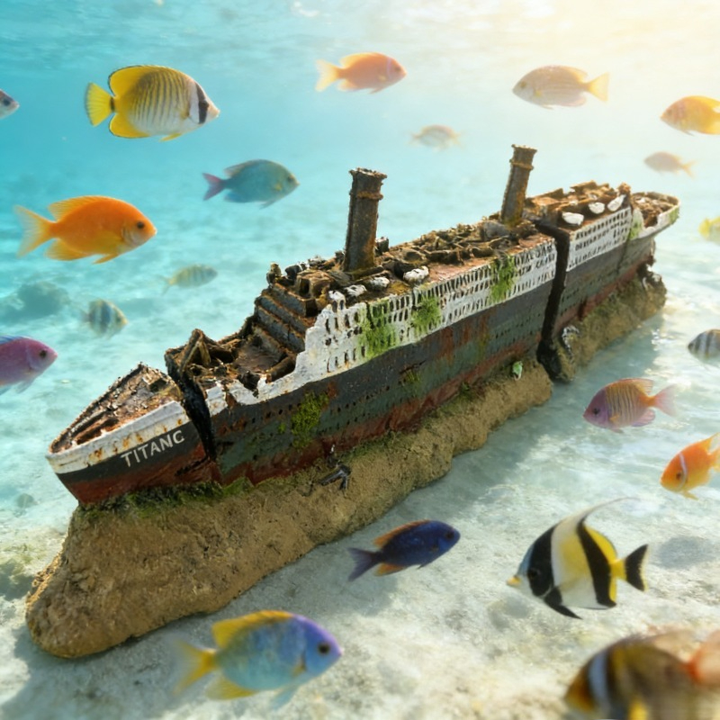 Titanic Wreck Fish Tank Decora - Aquarium Marina のレビューと価格